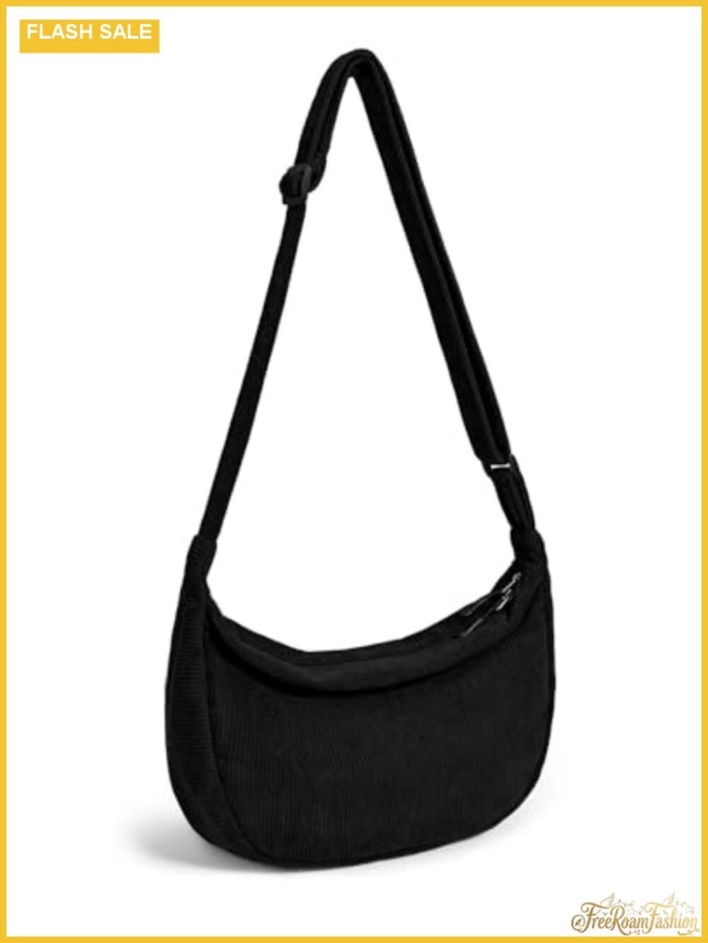 Crescent Crossbody Bag Adjustable Strap Double Zipper Water Resistant Hobo
